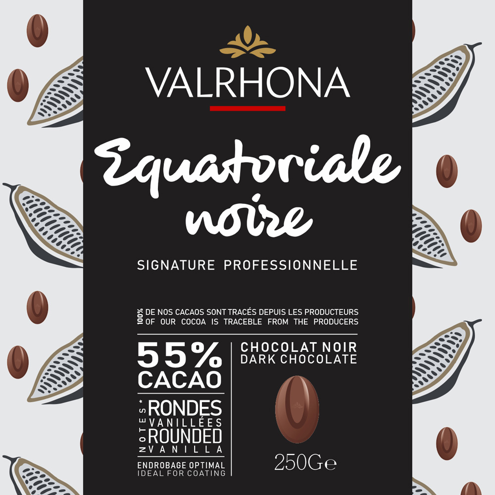 VALRHONA EQUATORIALE NOIRE 55% DARK CHOCOLATE 250G