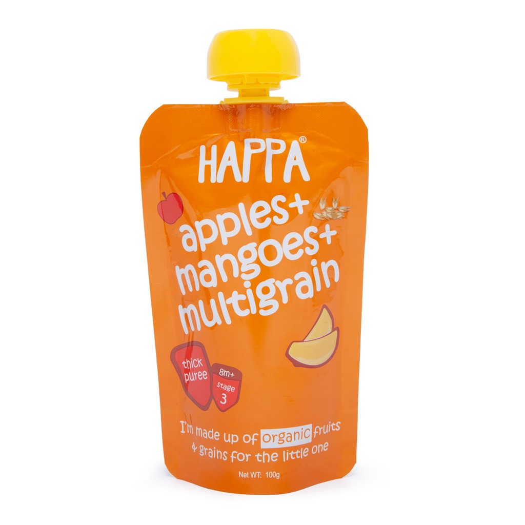 HAPPA PUREE APPLE + MANGO + MULTIGRAIN 100G