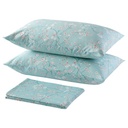 IKEA ASKLÖNN FLAT SHEET 240X260CM, 2 PILLOWCASE 50X80CM, CHERRY BLOSSOM BRANCH/WHITE/GREEN