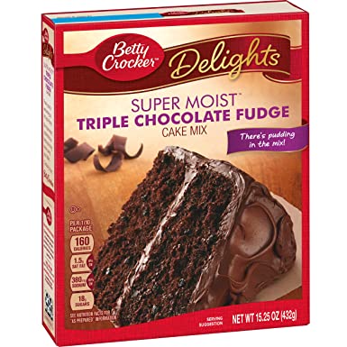 BETTY CROCKER CAKE MIX TRIPLE CHOCOLATE FUDGE 432G