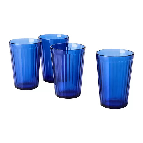 IKEA VARDAGEN GLASS, BLUE 31CL (10 OZ) 4PCS/SET