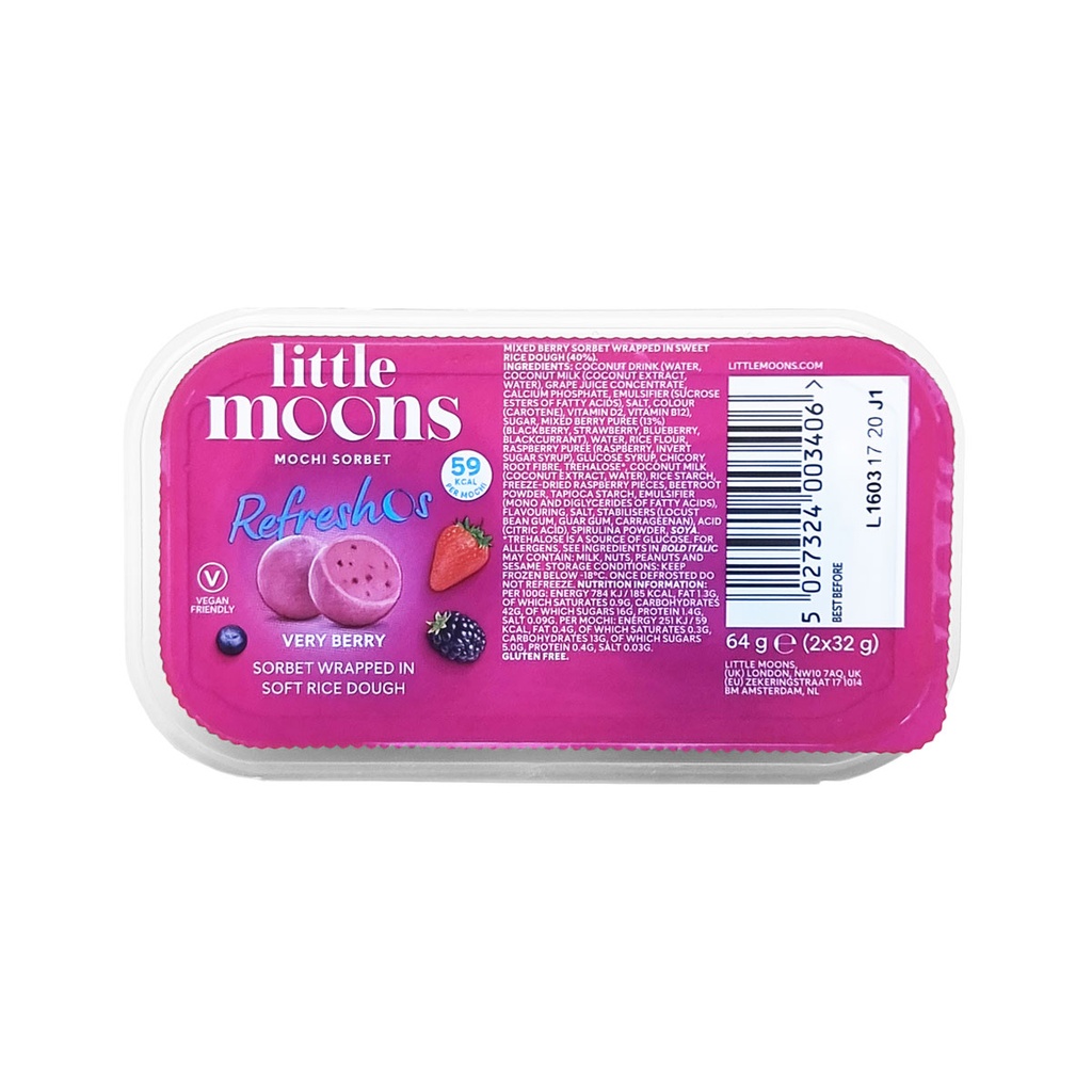 LITTLE MOONS MOCHI SORBET REFRESHOS VERY BERRY 2'S 64G