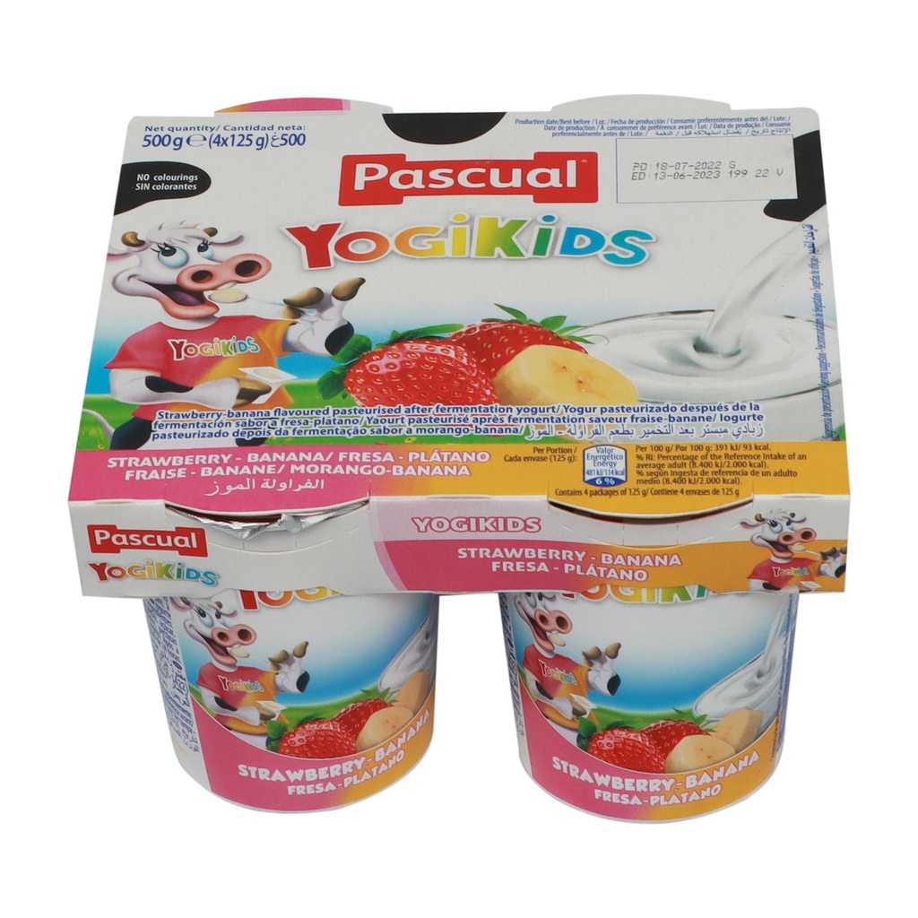 PASCUAL YOGI KIDS STRAWBERRY & BANANA YOGURT 125ML