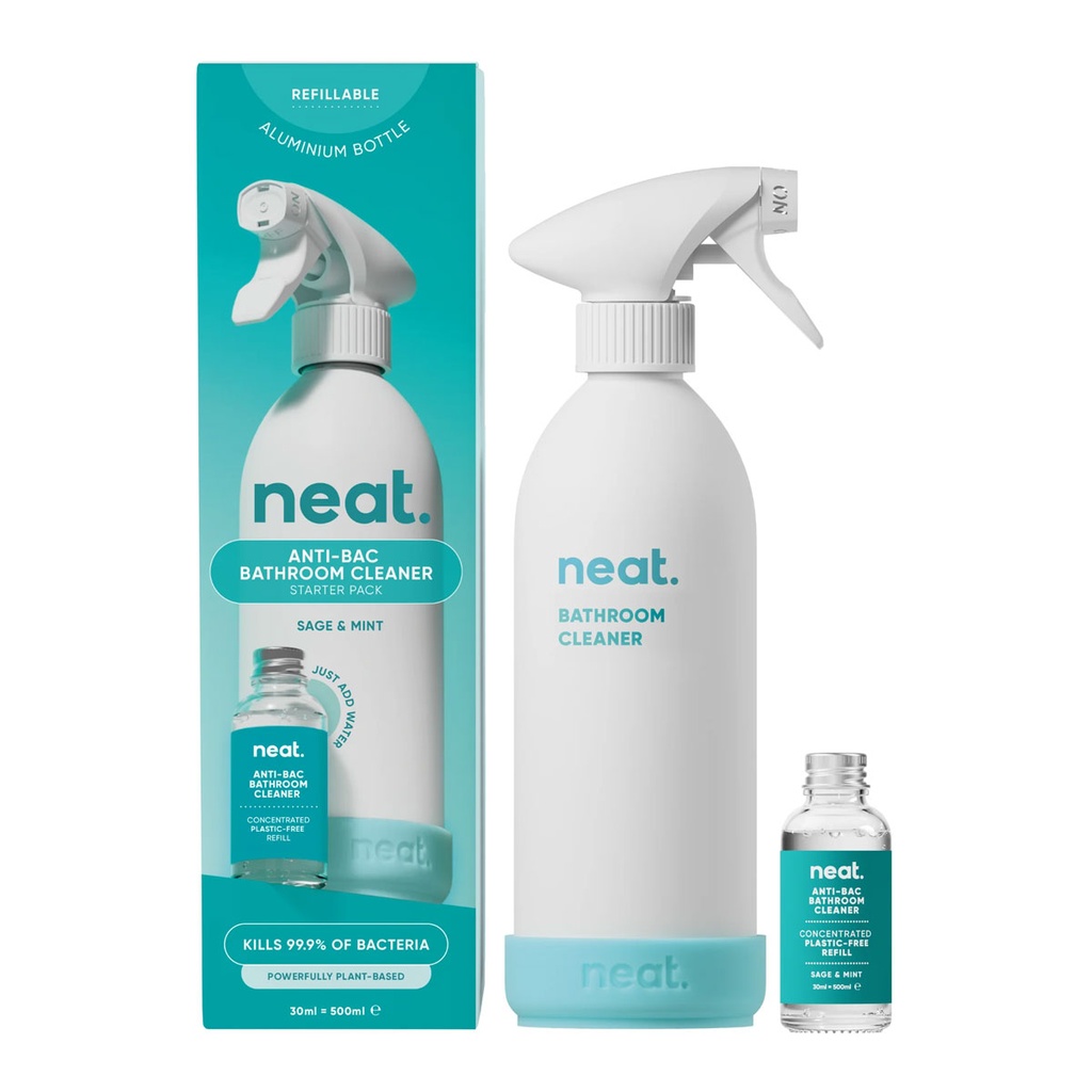 NEAT ANTIBACTERIAL BATHROOM CLEANER REFILL STARTER PACK SAGE & MINT 500ML