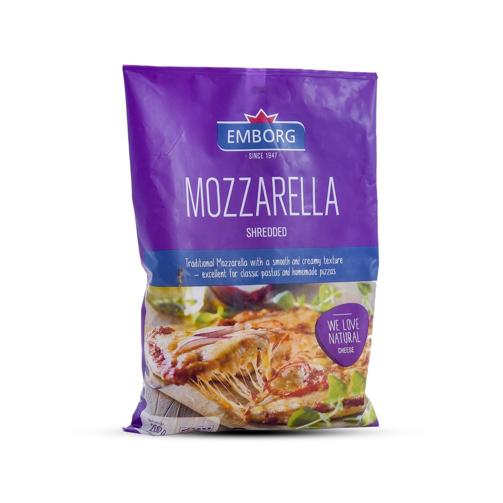 EMBORG CHEESE MOZZARELLA SHREDDED 200G