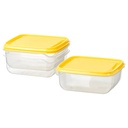 IKEA PRUTA 3PCS/SET FOOD CONTAINER, TRANSPARENT/YELLOW 0.6L (20 OZ)