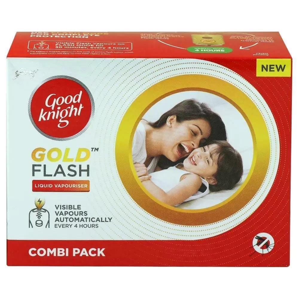 GOOD KNIGHT GOLD FLASH MACHINE WITH 45ML REFILL COMBI PACK