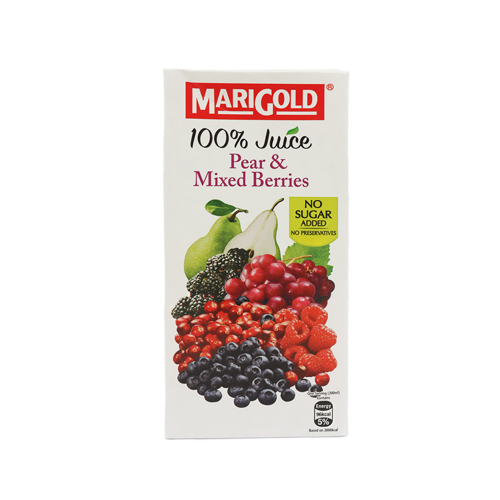 MARIGOLD UHT 100% JUICE PEAR & MIXED BERRIES NAS 1L