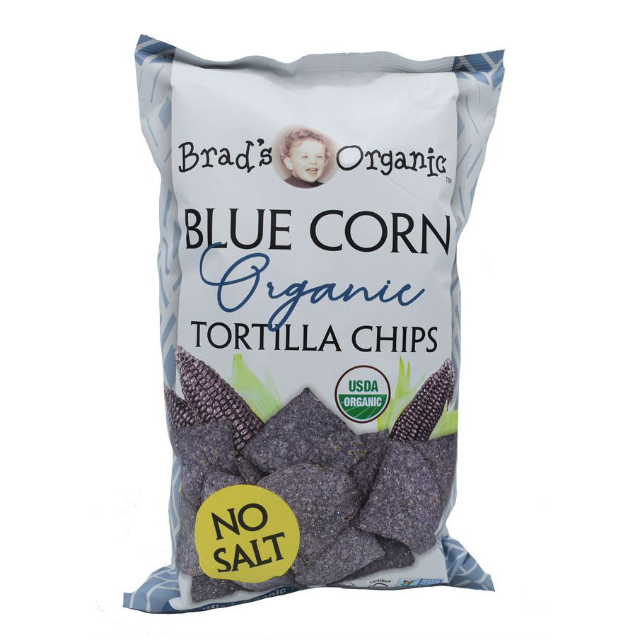 Brad'S Organic Blue Corn Tortilla Chips No Salt 227g