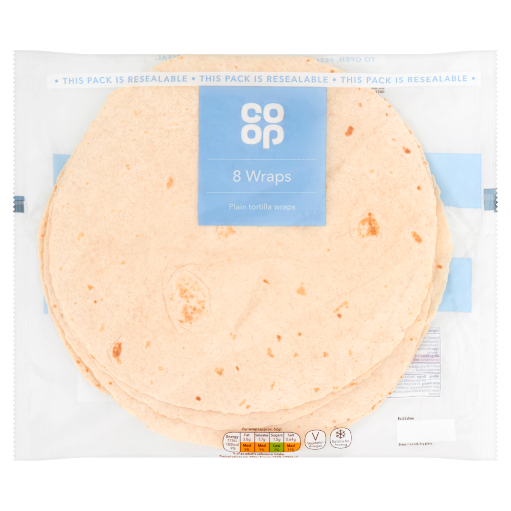 CO-OP 8 PLAIN TORTILLA WRAPS 502G