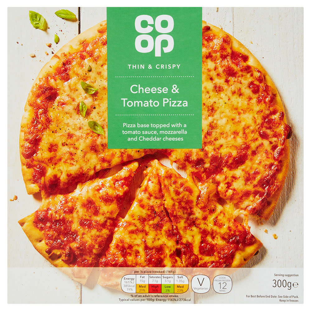 CO-OP THIN & CRISPY CHEESE & TOMATO PIZZA 314G