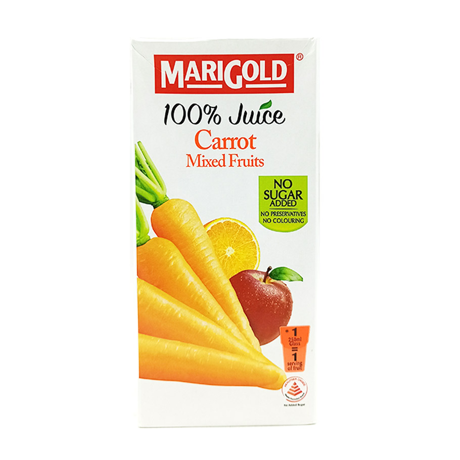 MARIGOLD UHT 100% JUICE CARROT & MIXED FRUITS NAS 1L