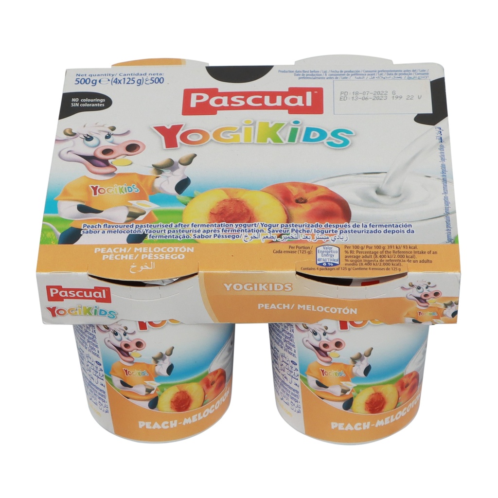 PASCUAL YOGI KIDS PEACH YOGURT 125ML