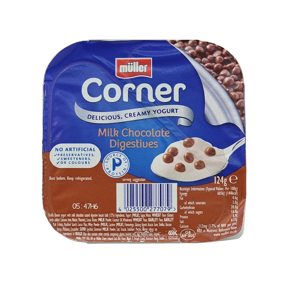 MULLER CORNER CREAMY YOGURT MILK CHOCOLATE DIGESTIVES 124G