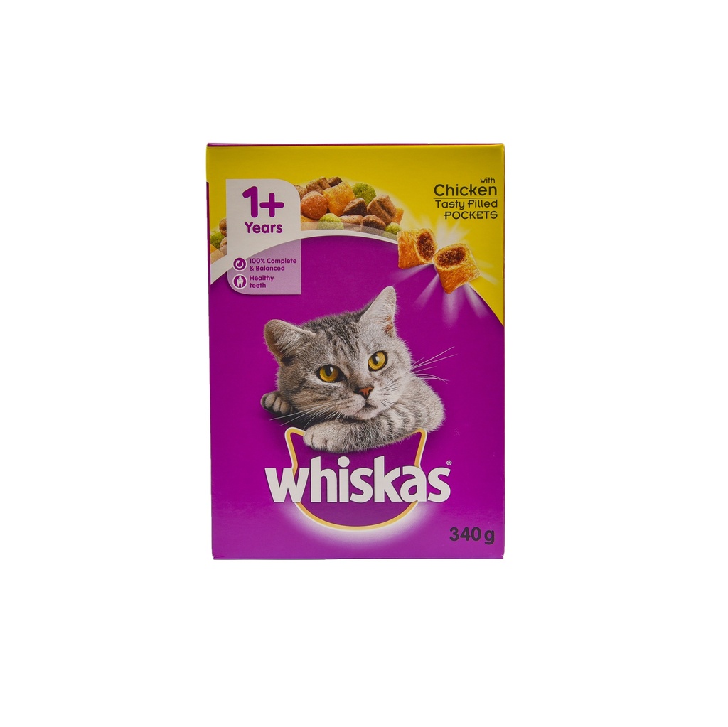 WHISKAS DRY CAT FOOD WITH CHICKEN 340G