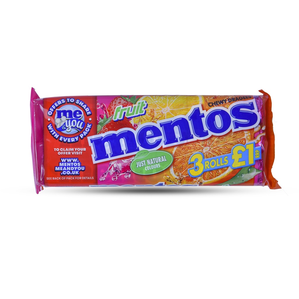 MENTOS FRUIT 3'S 120G