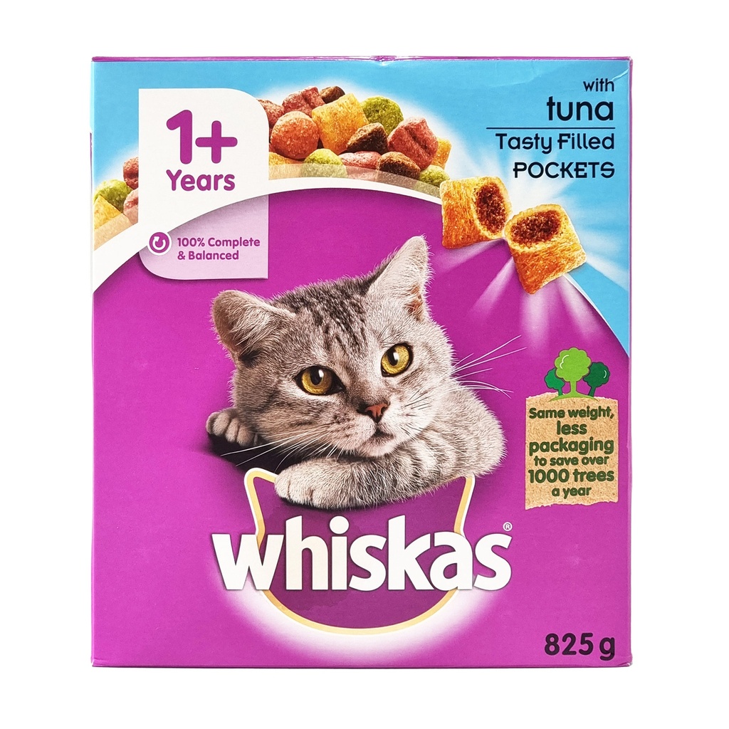 WHISKAS DRY CAT FOOD WITH TUNA 825G