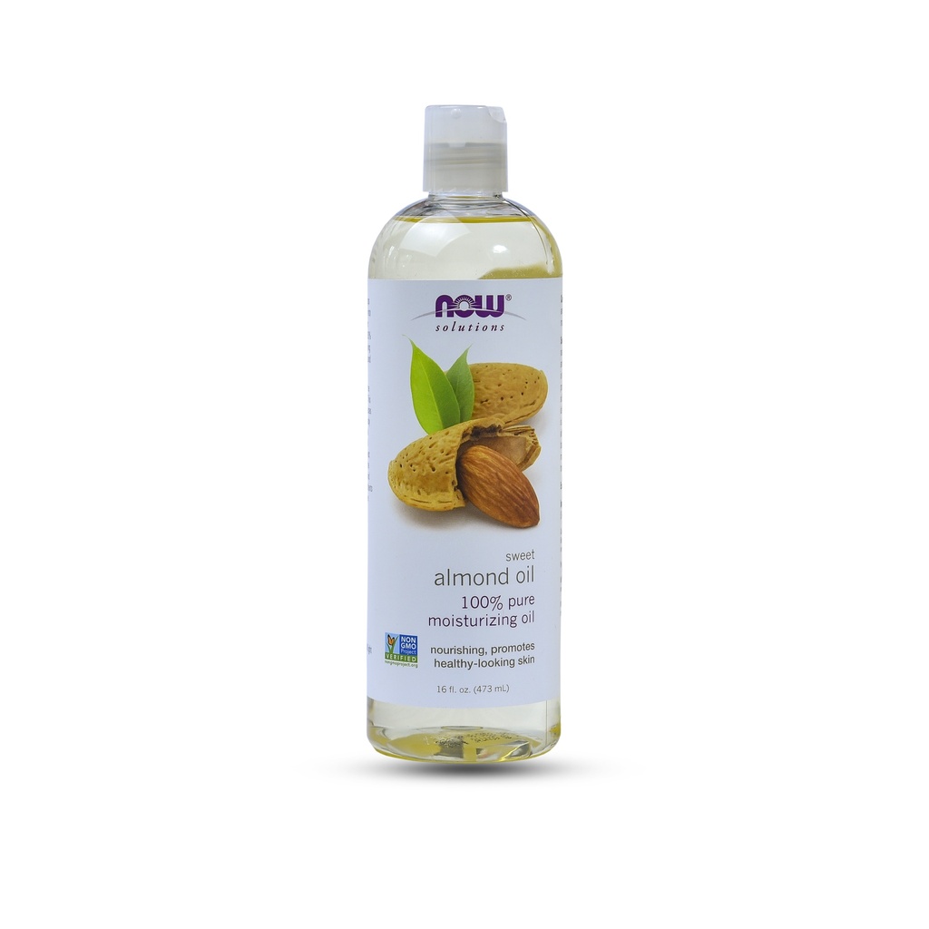 NOW SOLUTIONS 100% PURE MOISTURIZING OIL SWEET ALMOND OIL 16 OZ