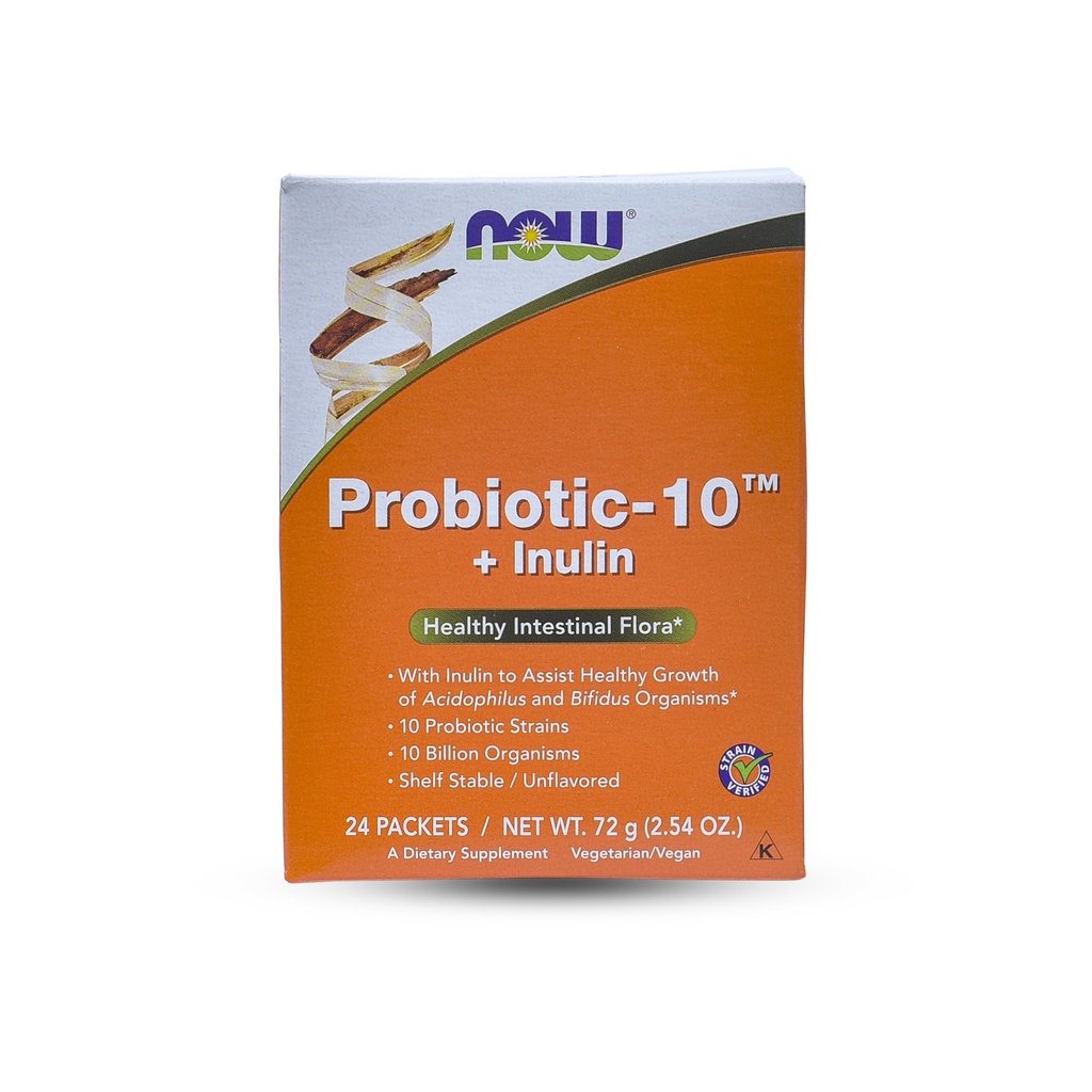 NOW HEALTHY INTESTINAL FLORA PROBIOTIC-10 + INULIN 24/BOX | WHIM