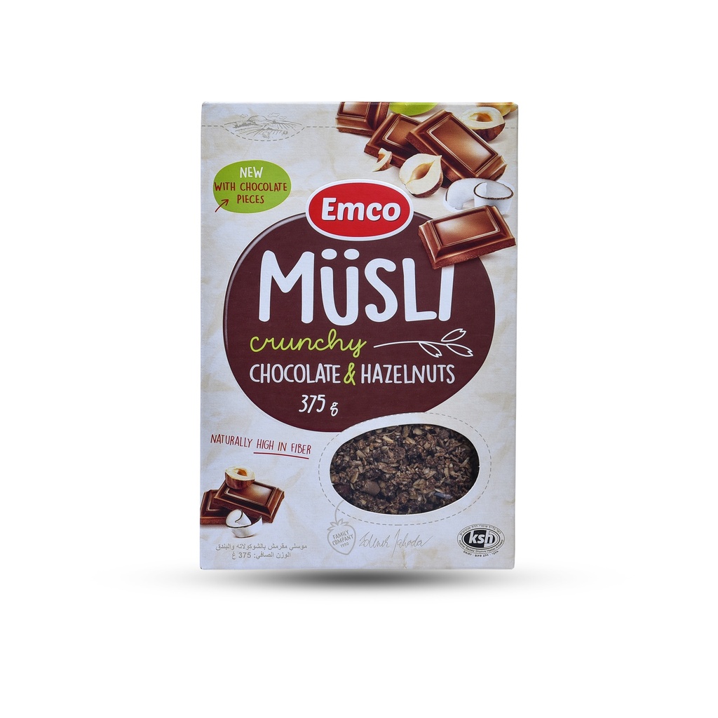 EMCO CRUNCHY MUESLI WITH CHOCOCOLATE & HAZELNUTS 375G