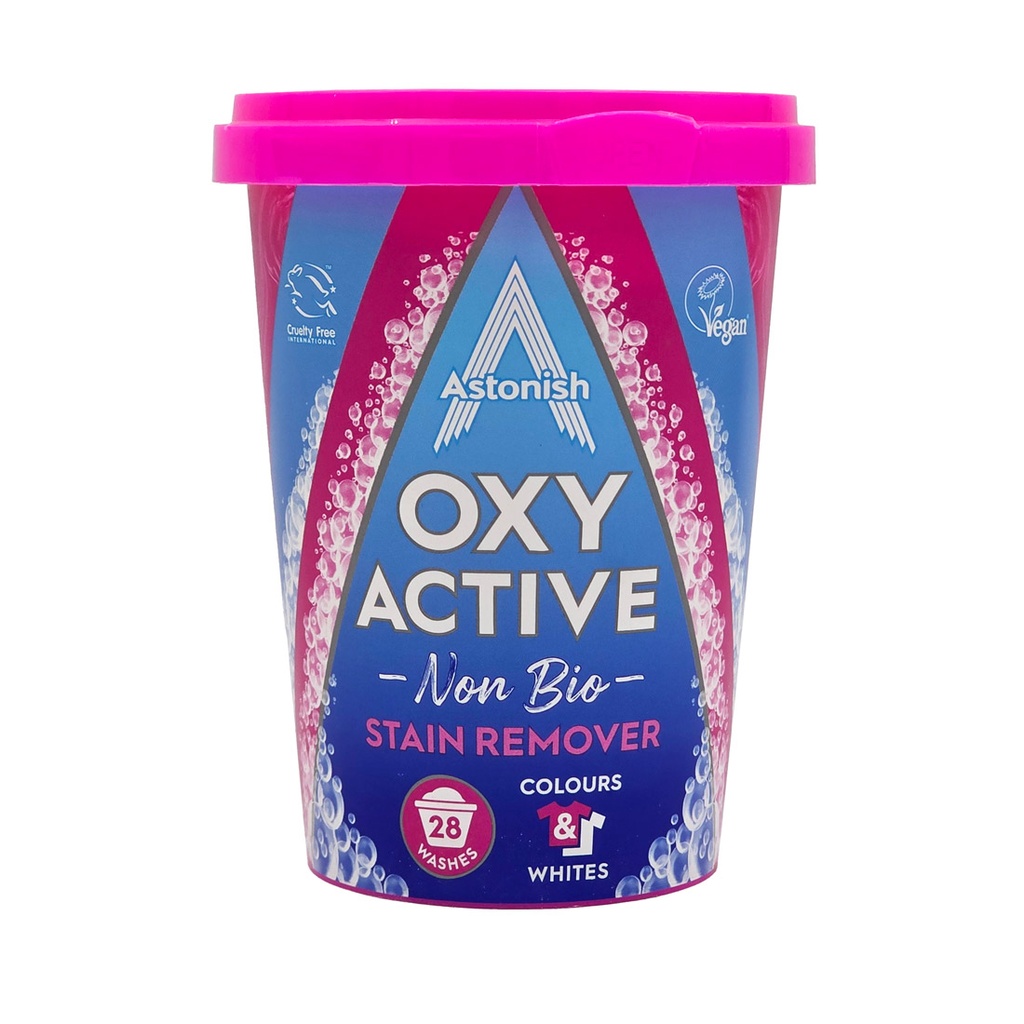 ASTONISH OXY ACTIVE NON BIO COLOUR & WHITE STAIN REMOVER 625G