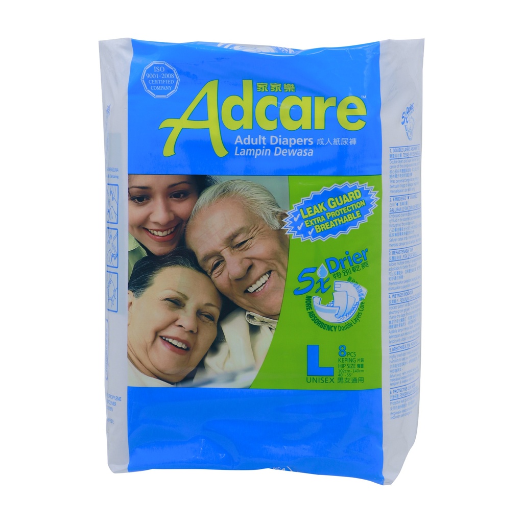 Adcare Adult 8 Diapers Large