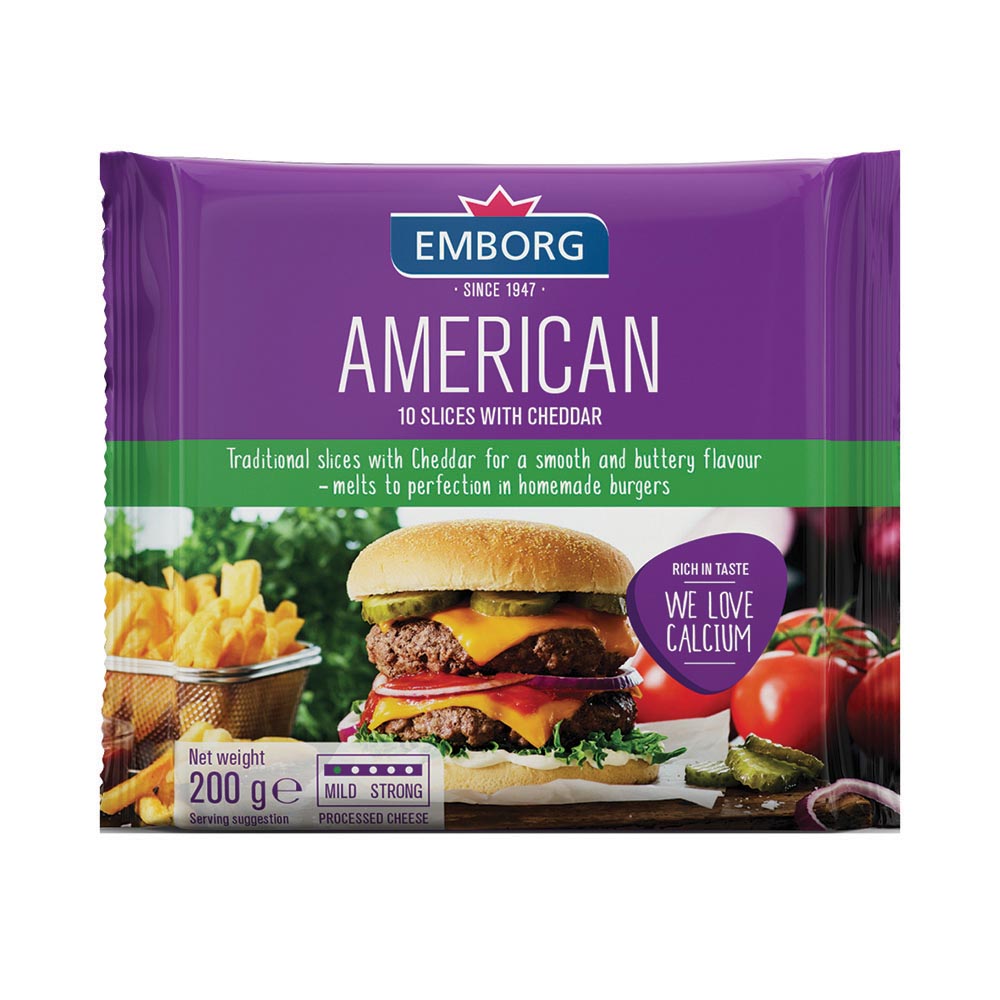 EMBORG AMERICAN CHEDDAR 10 CHEESE SLICES 200G