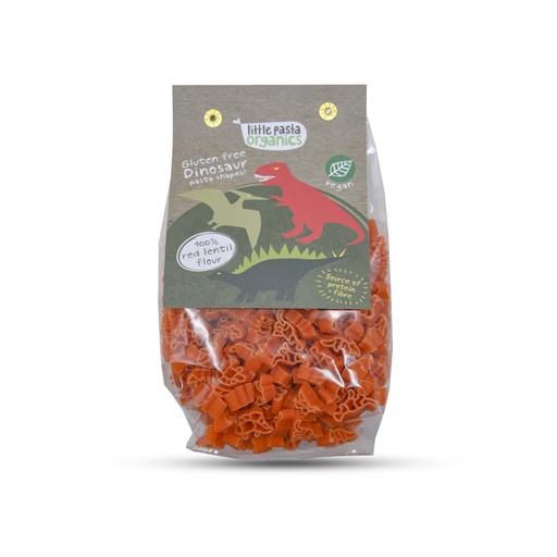 LITTLE PASTA ORGANICS GLUTEN FREE RED LENTIL DINOSAUR SHAPE 250G