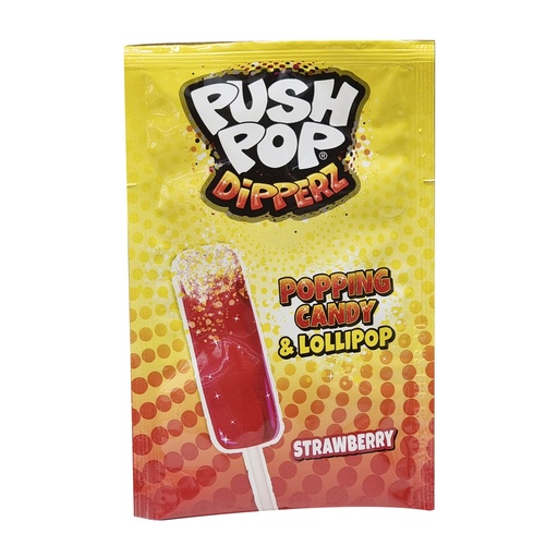 BAZOOKA PUSH POP DIPPERZ POPPING CANDY & LOLLIPOP STRAWBERRY 12G