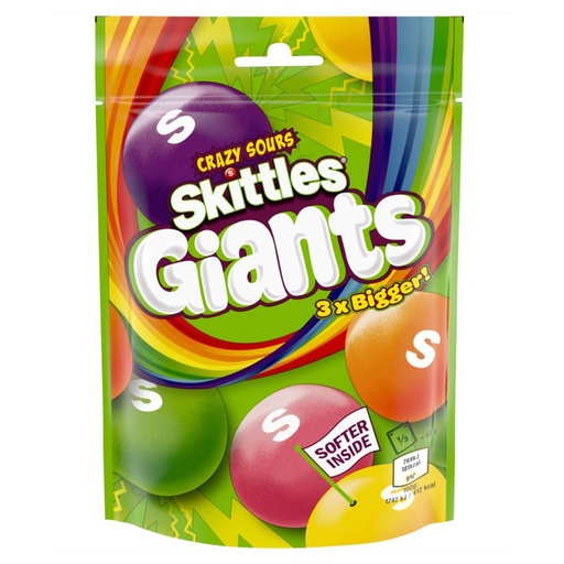 SKITTLES CRAZY SOURS GIANTS POUCH 132G