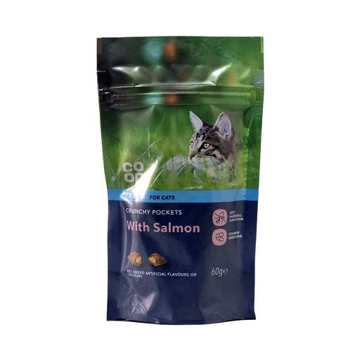 CO-OP TREATS FOR CATS CRUNCHY POCKETS WITH SALMON 60G