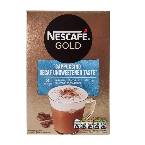 NESCAFE GOLD CAPPUCINO DECAFF UNSWEETENED 120G