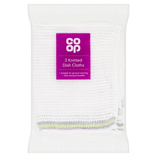 CO-OP 3 KNITTED DISH CLOTHS