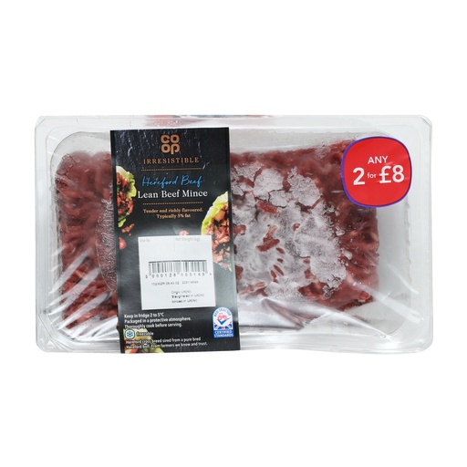 CO-OP IRRESISTIBLE HEREFORD 5% LEAN BEEF MINCE 450G