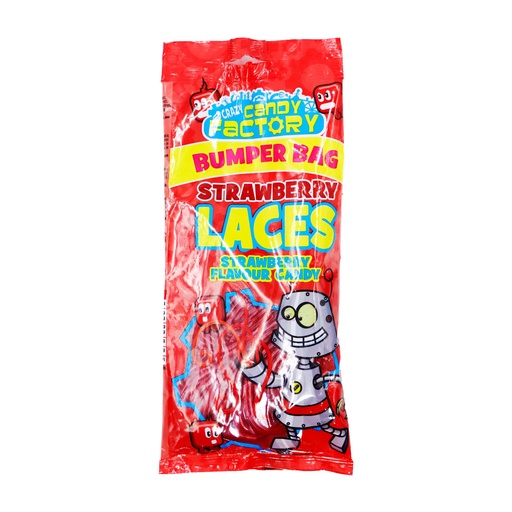 CRAZY CANDY FACTORY BUMPER BAG STRAWBERRY LACES 225G