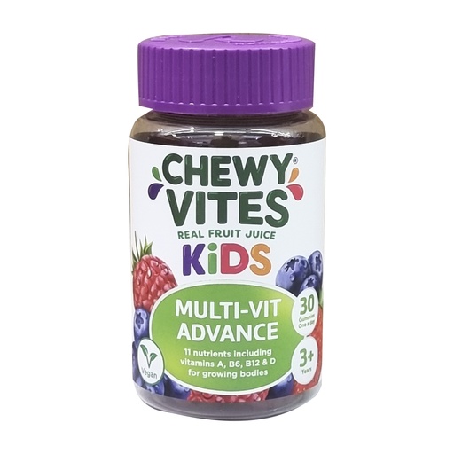 CHEWY VITES REAL FRUIT JUICE KIDS MULTI-VITAMIN ADVANCE 3+ YEARS 30 GUMMIES ONE A DAY