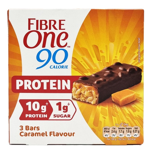 FIBRE ONE 90 CALORIE CARAMEL PROTEIN HIGH FIBRE BARS 3'S 24G