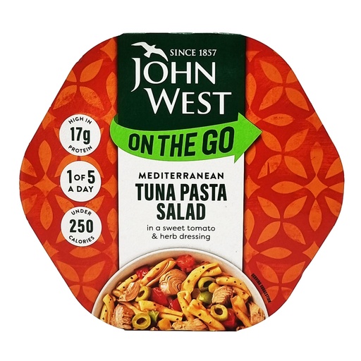 JOHN WEST ON THE GO MEDITERRANEAN TUNA PASTA SALAD 220G