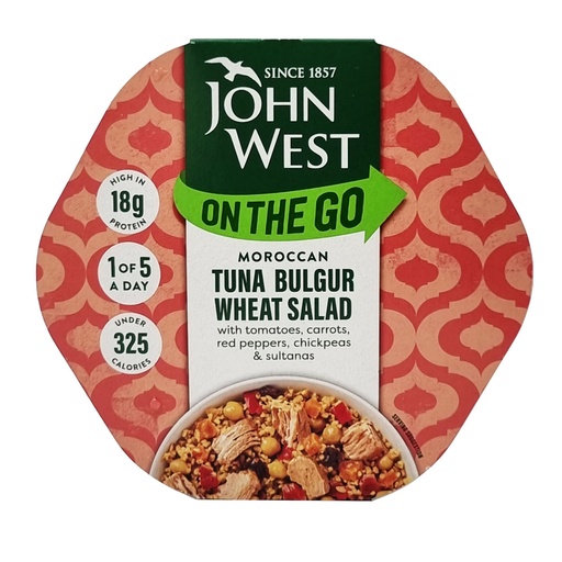 JOHN WEST ON THE GO LUNCH MOROCCAN TUNA WHEAT SALAD 220G