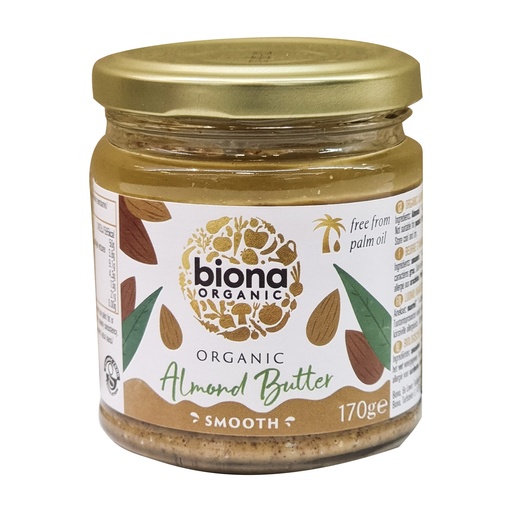 BIONA ORGANIC SMOOTH ALMOND BUTTER 170G