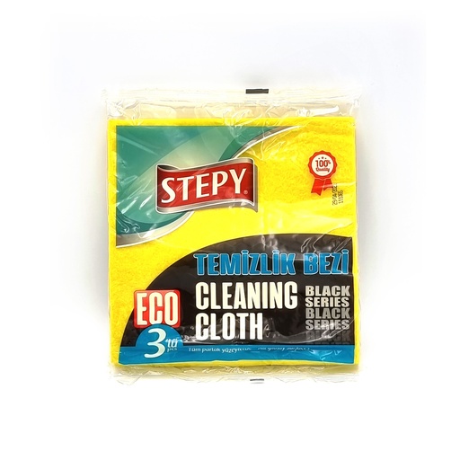 STEPY BLACK SERIES 3'S YELLOW MULTI PURPOSE CLEANING CLOTH 34X35CM