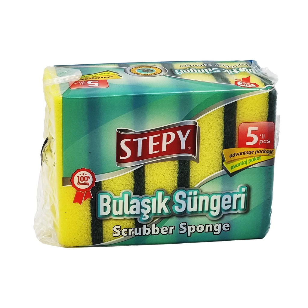 STEPY CORRUGATED SCRUBBER SPONGE 5'S PACK | WHIM