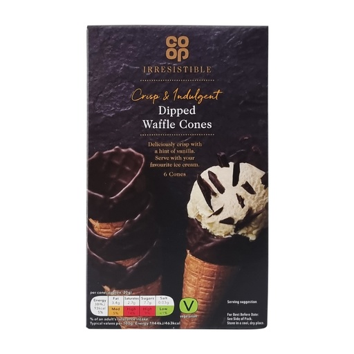 CO-OP IRRESISTIBLE DIPPED WAFFLE CONES 6'S