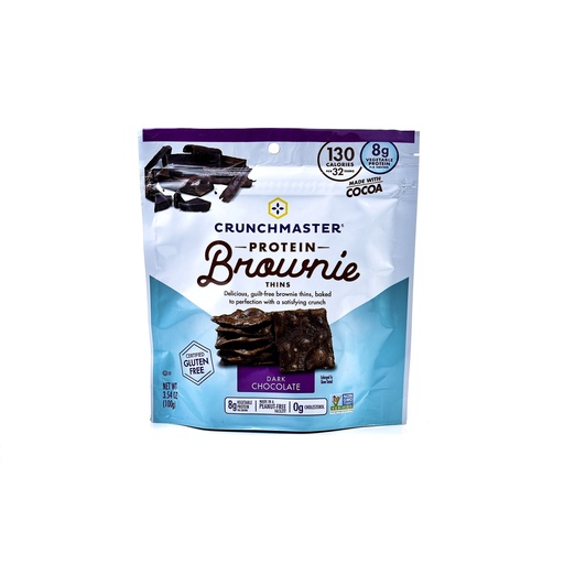 CRUNCHMASTER GLUTEN FREE PROTEIN BROWNIE THINS DARK CHOCOLATE 100G