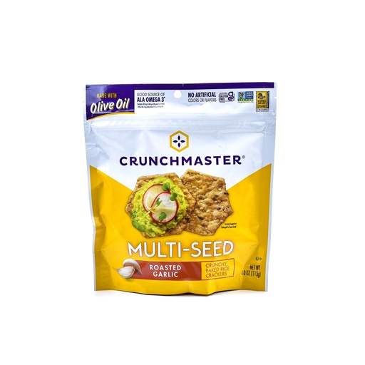 CRUNCHMASTER GLUTEN FREE MULTI-SEED CRACKERS ROASTED GARLIC 113G