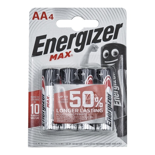 ENERGIZER MAX AA BATTERY 4'S PACK