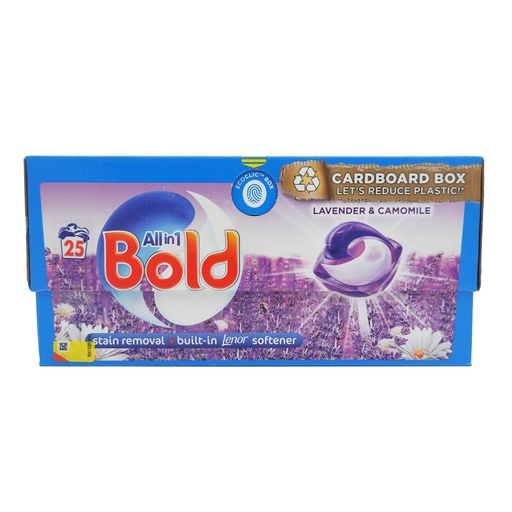 BOLD ALL-IN-1 LAVENDER & CAMOMILE LAUNDRY PODS WITH STAIN REMOVAL 25'S WASH