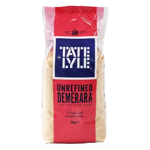 TATE & LYLE UNREFINED DEMERARA SUGAR POLY BAG 3KG