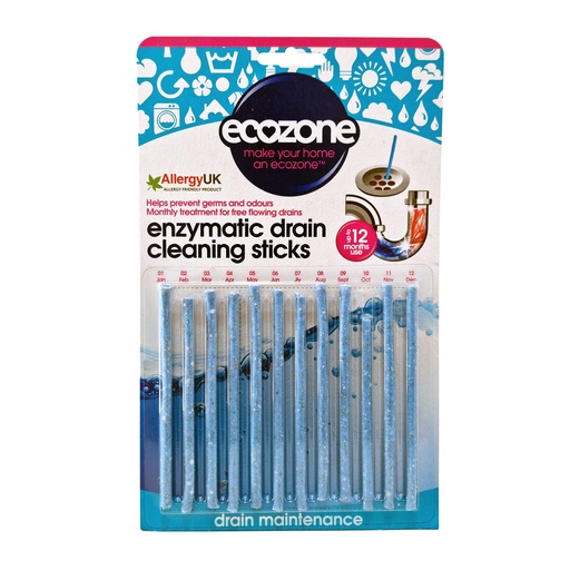 ECOZONE ENZYMATIC DRAIN CLEANING STICKS 12'S 23G