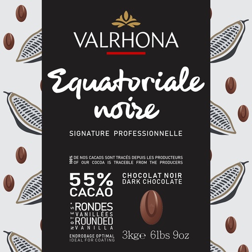 VALRHONA EQUATORIALE NOIRE 55% DARK CHOCOLATE 3KG BAG